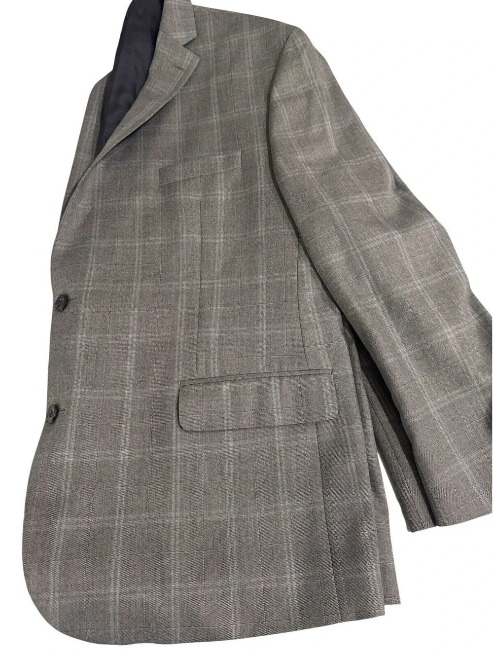 Michael Kors Sport Coat Mens 48R Blazer Jacket Gray Plaid Windowpane 2 Button